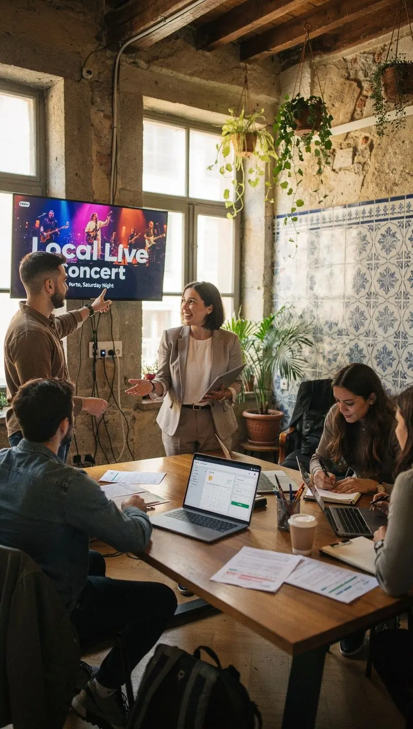 Tecnologia e atividades locais em harmonia.